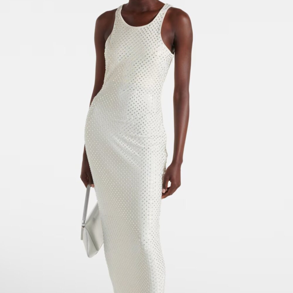 Self-Portrait Embellished Mesh Maxi Dress